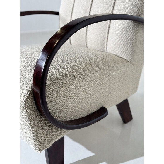 Image 1 of Paar vintage gebogen houten fauteuils van Jindrich Halabala, Tsjecho-Slowakije 1940