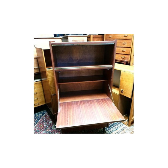 Image 1 of Vintage teak en zwart metalen bureau