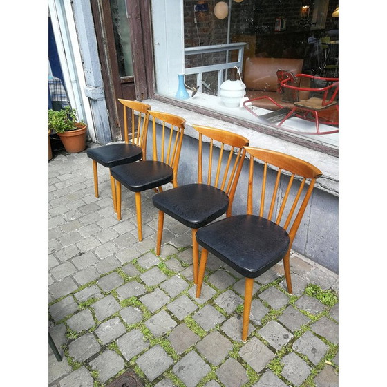 Image 1 of Set van 4 vintage stoelen met spijlen 1950