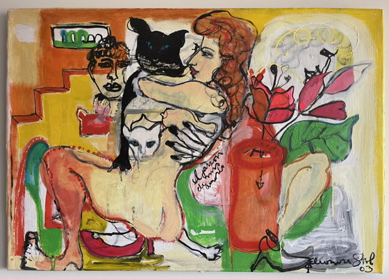 Image 1 of Eleonora Stol Cats schilderij