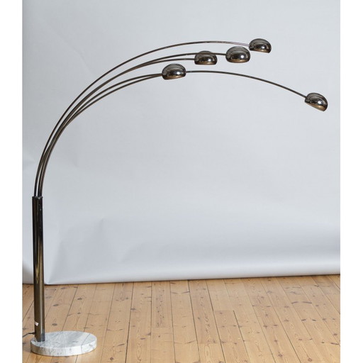 Vintage Bilka vloerlamp in gerookt chroom, Denemarken