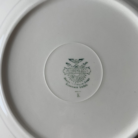 Image 1 of Set van 6 Villeroy & Boch wit met gouden platte borden, 1950