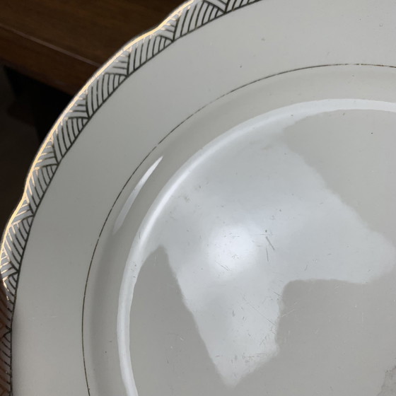 Image 1 of Set van 6 Villeroy & Boch wit met gouden platte borden, 1950