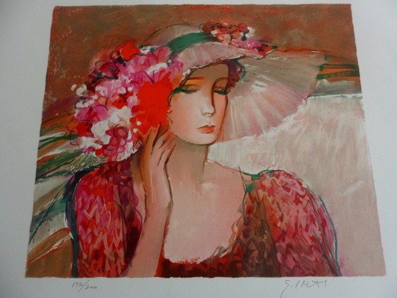 Image 1 of Sachiko Imai, Litho, 'vrouw met de rode jurk'