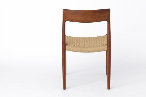 Image 1 of 1 van 3 Niels Moller stoel, model 77, jaren 1950, papierkoordzitting, eetkamerstoelen, Mid Century, teakhout