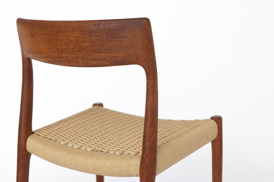 Image 1 of 1 van 3 Niels Moller stoel, model 77, jaren 1950, papierkoordzitting, eetkamerstoelen, Mid Century, teakhout