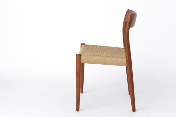 Image 1 of 1 van 3 Niels Moller stoel, model 77, jaren 1950, papierkoordzitting, eetkamerstoelen, Mid Century, teakhout