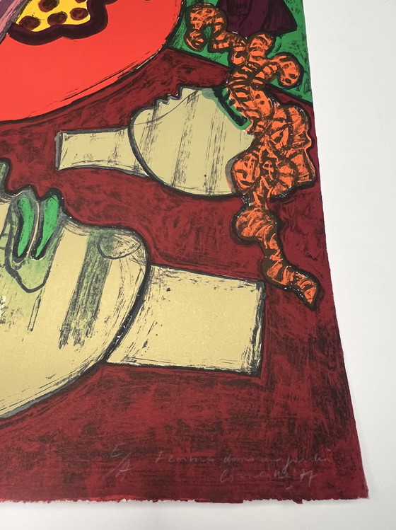 Image 1 of Gesigneerd; Guillaume Corneille Lithografie Femmes Dans Un Jardin E/A 1977