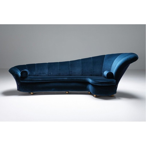 Vintage sofa in blauw fluweel van Marzio Cecchi, 1970