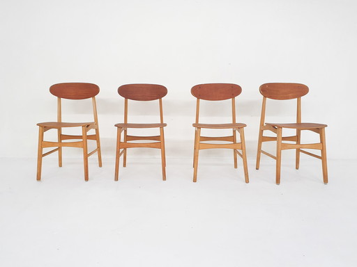 4 vintage teak plywood stoelen