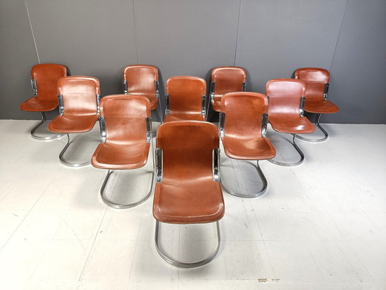 Image 1 of Set van 10 Italiaanse leren Di Ning stoelen van Cidue, 1970S