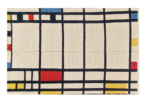 Wandtapijt Piet Mondriaan Trafalgar Square Xxème handgemaakte wol 247 X 170 cm