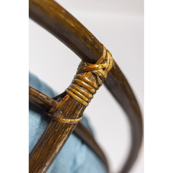 Image 1 of Paar vintage "Papasan" fauteuils van rotan en gewatteerde stof, 1970