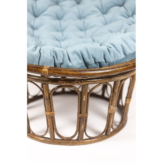 Image 1 of Paar vintage "Papasan" fauteuils van rotan en gewatteerde stof, 1970