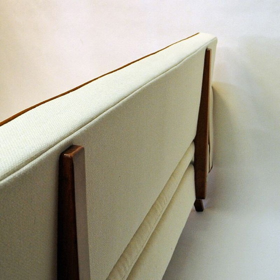 Image 1 of Vintage witte wollen bank en daybed van Ire Möbler Zweden 1950