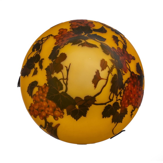 Image 1 of Émile Gallé Art Nouveau Cameo Bol Glas en Brons Tafellamp, Frankrijk 1900