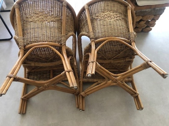 Image 1 of 2x Vintage rotan stoelen