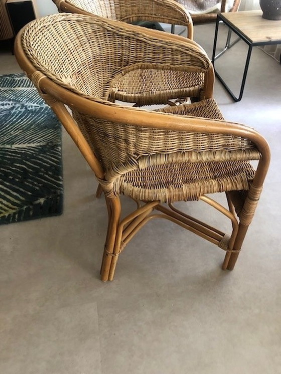 Image 1 of 2x Vintage rotan stoelen