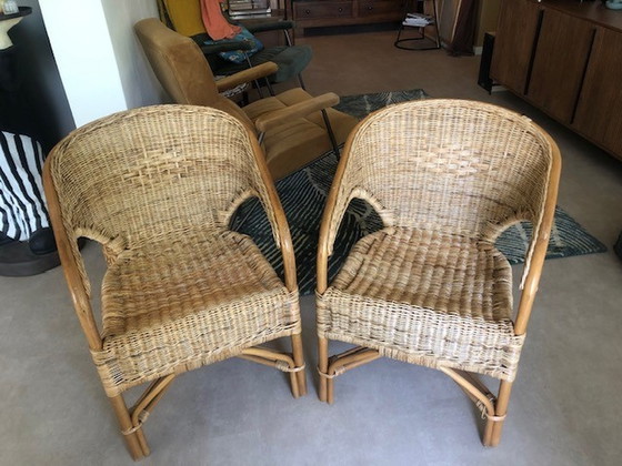 Image 1 of 2x Vintage rotan stoelen