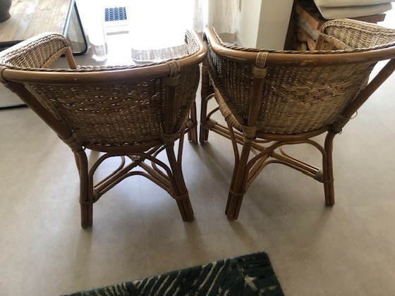 Image 1 of 2x Vintage rotan stoelen