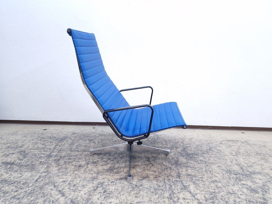 Image 1 of Hermann Miller Ea 124 Ea 125 Design fauteuil Leren fauteuil Stoel Vitra Eames blauw#2