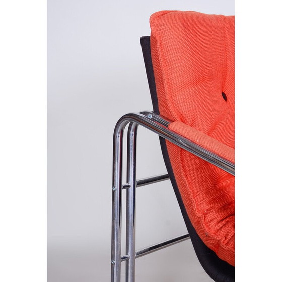 Image 1 of Paar Mid Century fauteuils in staal en stof, Tsjechië 1960