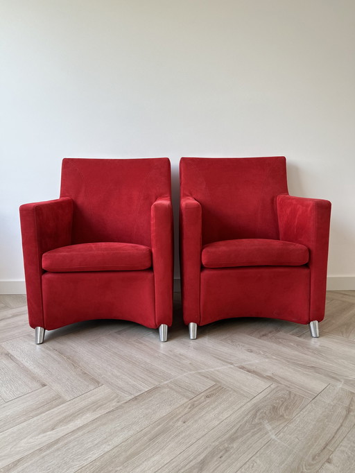 2x Leolux Dolcinea rood alcantara