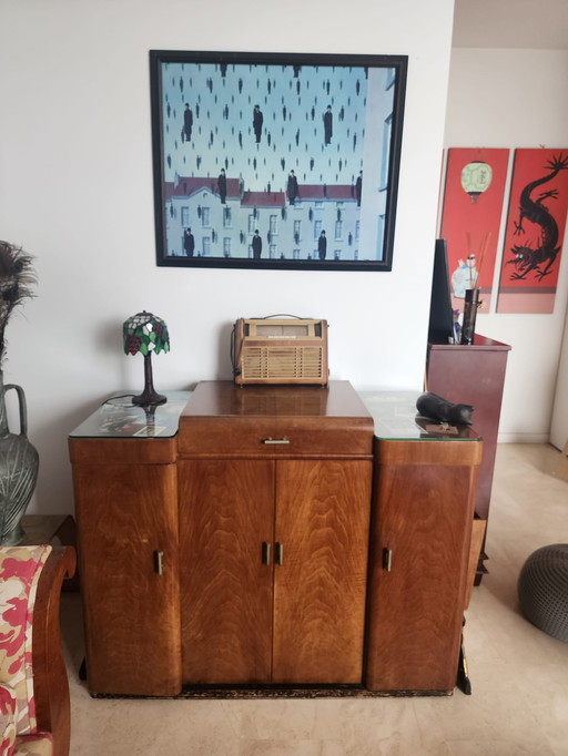 Art Deco radio & platendraaier meubel