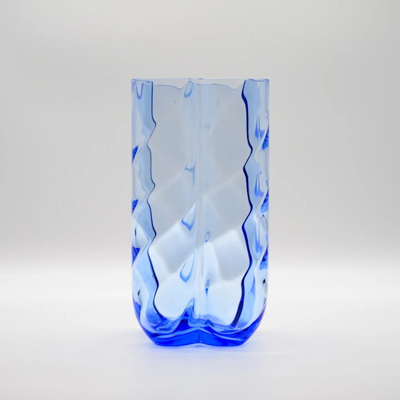 Image 1 of Blauw Optic Art Glass Clover Vaas van Anna Ehrner