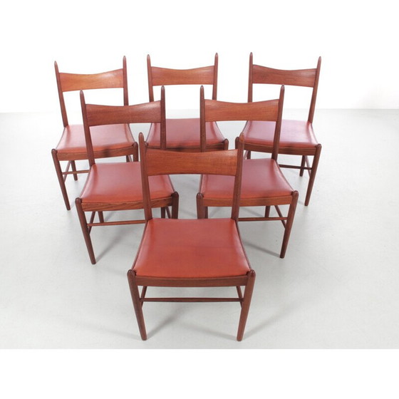 Image 1 of Set van 6 vintage Scandinavische teakhouten stoelen