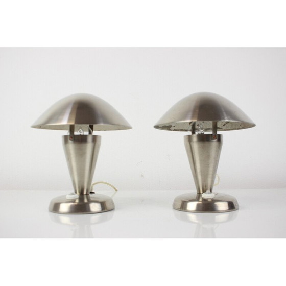 Image 1 of Paar vintage witte Bauhaus tafellampen, jaren 1930