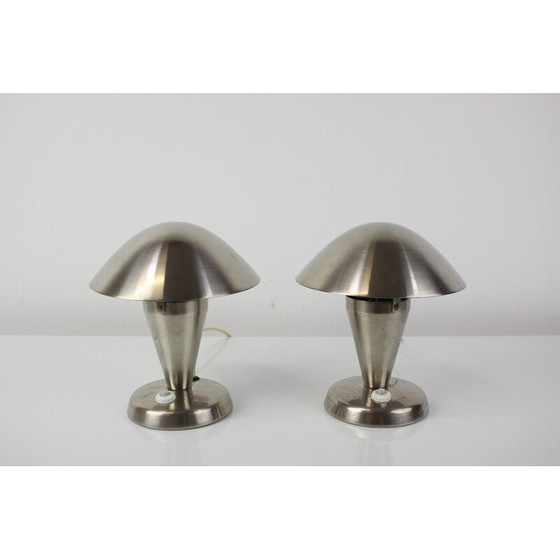 Image 1 of Paar vintage witte Bauhaus tafellampen, jaren 1930