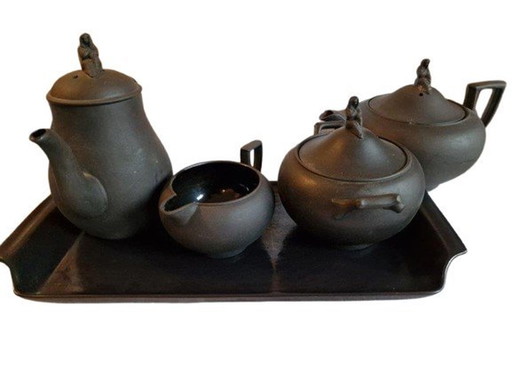 Wedgwood zwart basalt koffie & thee set