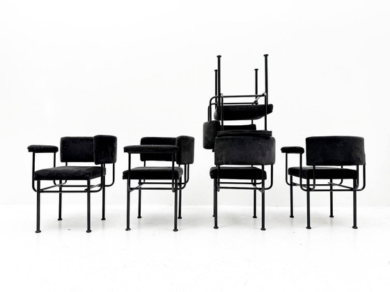 Image 1 of 5x Postmoderne Cotton Club stoelen van Carlo Forcolini voor Stellar Works, jaren 1988