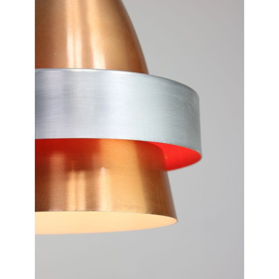 Image 1 of Vintage Space Age hanglamp van koperkleurig aluminium, Italië 1970