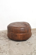 Vintage Leren Patchwork Poef Jaren 70