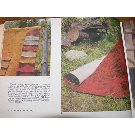 Image 1 of Vintage geometrisch tapijt van A. Ambrossová, Tsjecho-Slowakije 1960