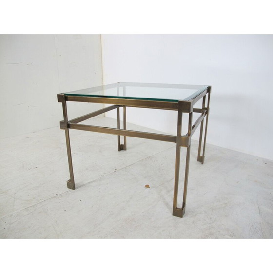Image 1 of Vintage messing en glazen bijzettafeltje van Peter Ghyczy, 1970