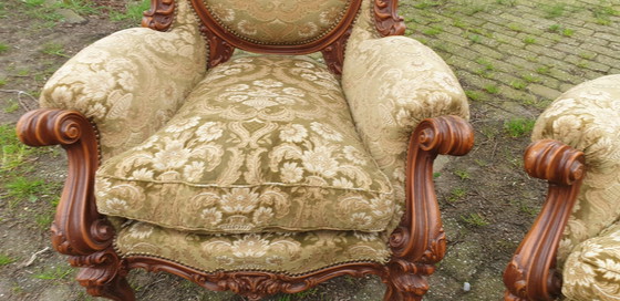 Image 1 of Gebogen Barok Bank Met Fauteuils