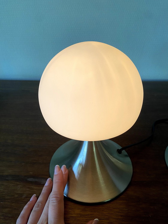 Image 1 of 2X Vintage Tip-Touch Paddestoel Lamp