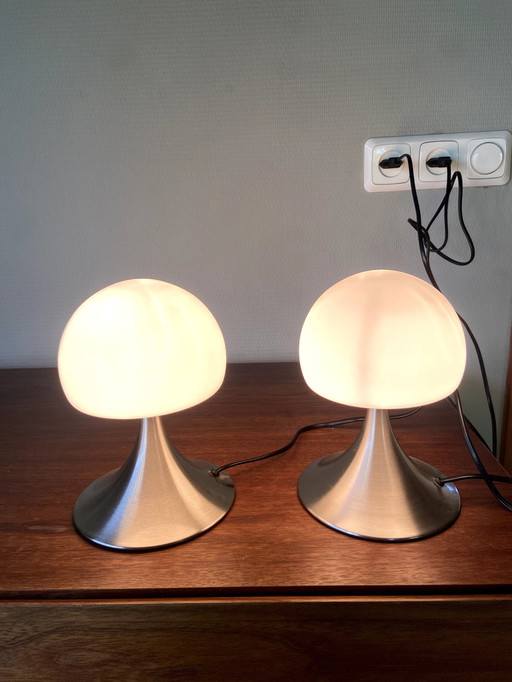 2X Vintage Tip-Touch Paddestoel Lamp