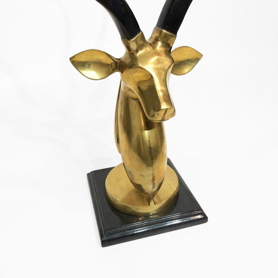 Image 1 of Vintage messing antilope hoofd sculptuur, 1970