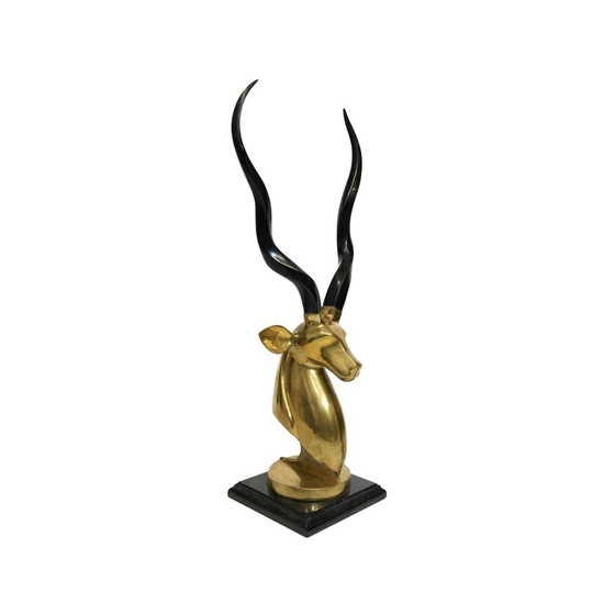 Image 1 of Vintage messing antilope hoofd sculptuur, 1970