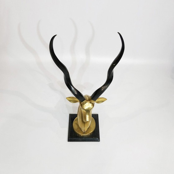 Image 1 of Vintage messing antilope hoofd sculptuur, 1970