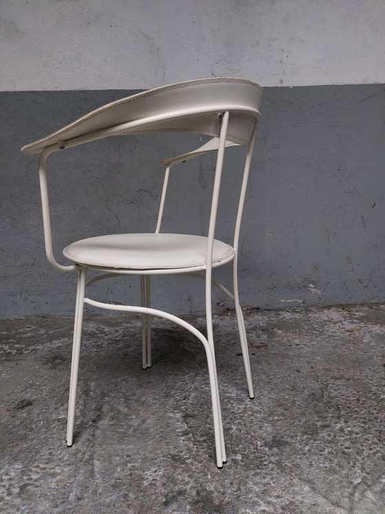 Image 1 of 4 x witte lederen stoelen 1980