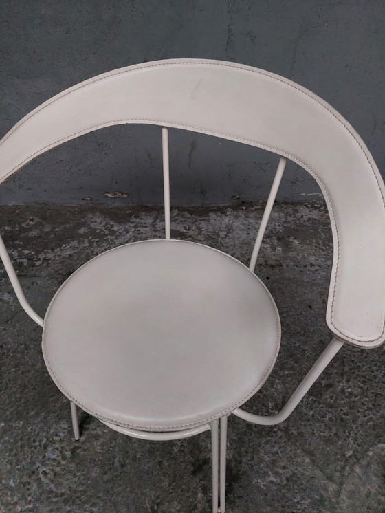 Image 1 of 4 x witte lederen stoelen 1980