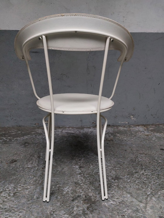 Image 1 of 4 x witte lederen stoelen 1980