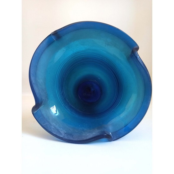 Image 1 of Vintage buitenvaas in mat blauw Murano glas, 1970