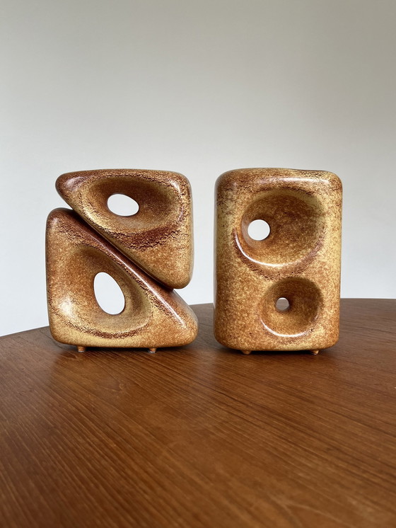 Image 1 of 2x Roberto Rigon vaas Bertoncello Ceramiche d'arte 1960s