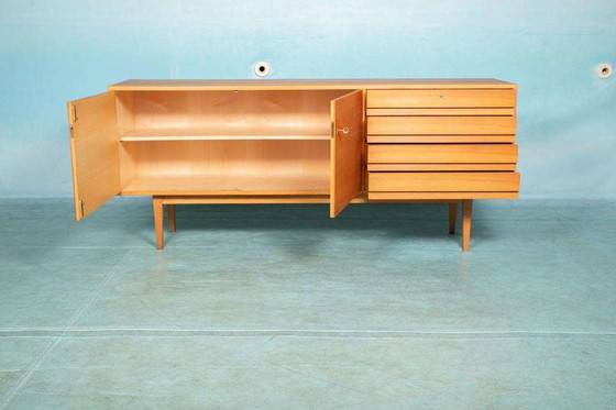 Image 1 of Vintage gerenoveerd blond dressoir, Midcentury sideboard